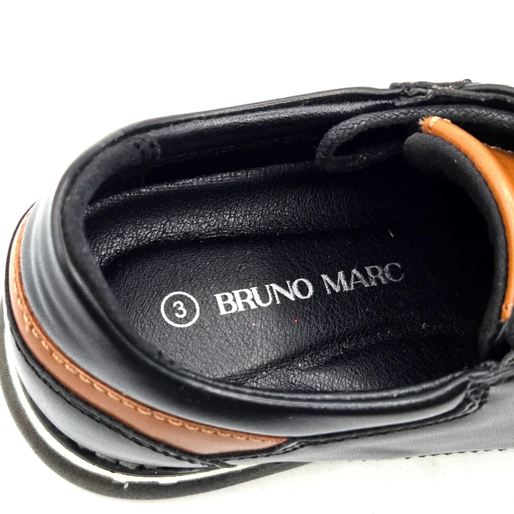 Bruno‎ Marc Dress Shoes Black with Brown Accents Boys Youth Size 3